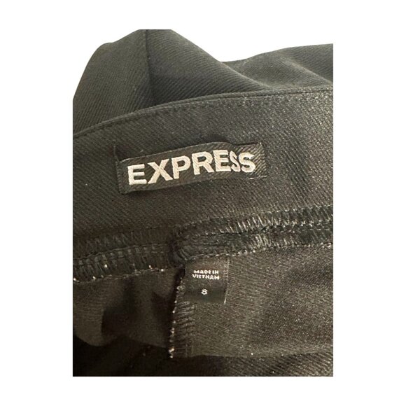 Express High Rise Ankle Skinny Pants Pull-On Full Length Slim Fit Black Size 8 - Picture 2 of 4